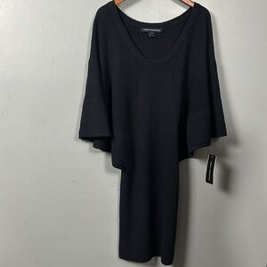 French Connection Wool Blend Bat Sleeve Bodycon Mid length Ribbed Dress size 10